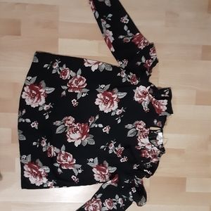 Floral black open shoulder